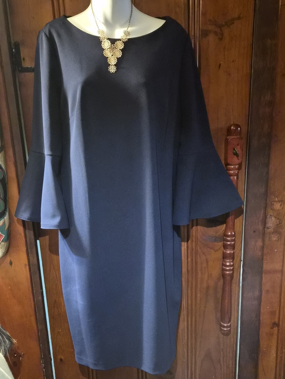 Calvin Klein Navy Bell-Sleeve Shift Dress